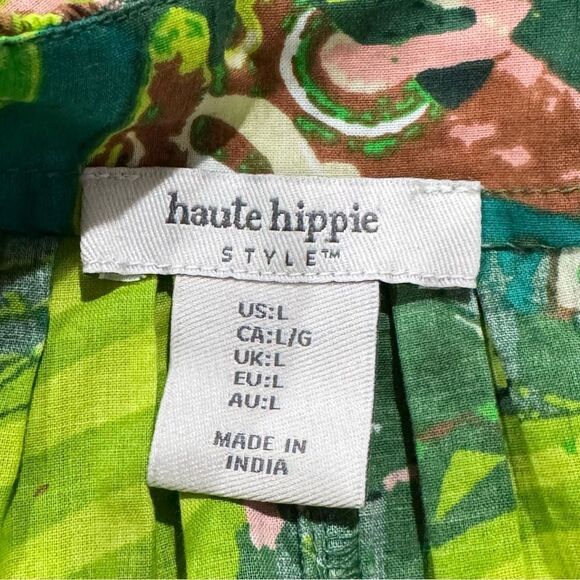 Haute Hippie Beaded Sleeveless Sea Shells India Top Green Women’s Large - Picture 3 of 3